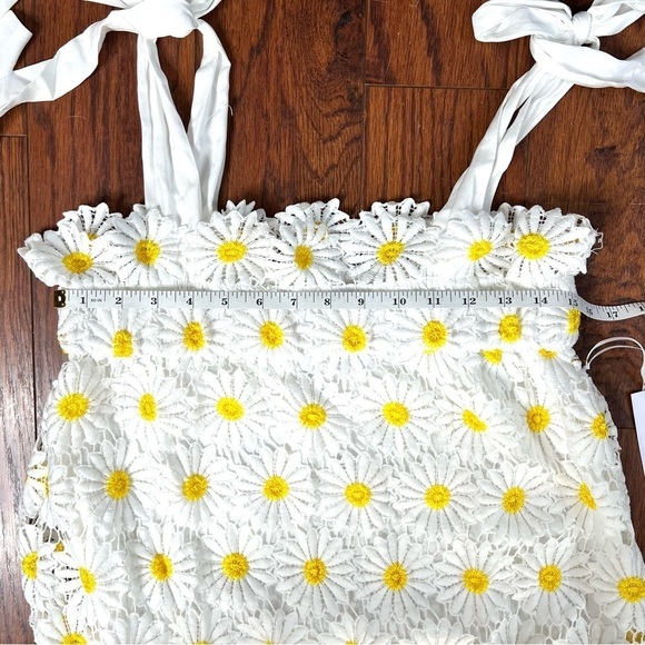 J. Marie Jenna Tie Strap Square Neck White Floral Daisy Lace Shift Midi Dress - Picture 13 of 17